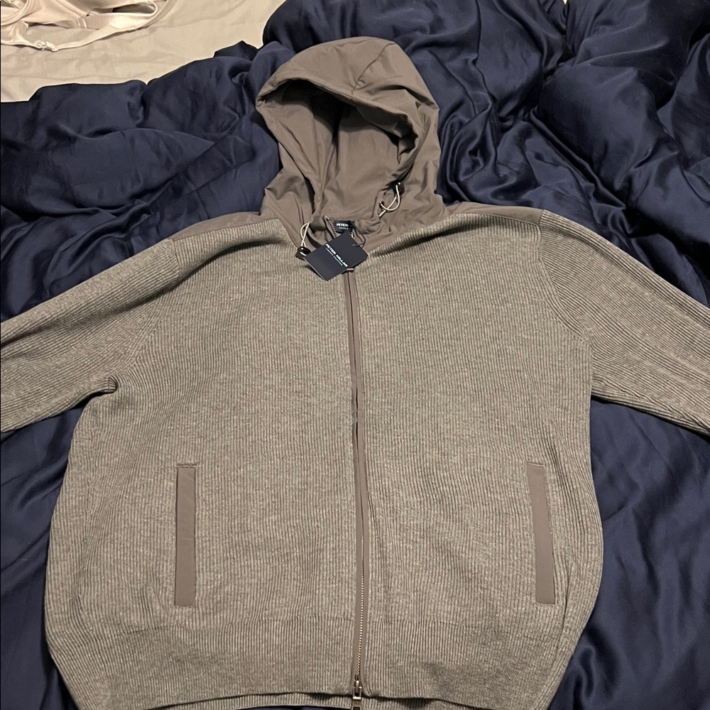 Peter Millar Taylormade Men's Zip-Up Sweater in gray